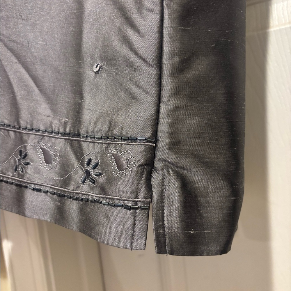 Notations 100% Silk Gray Women's Pants Set - Picture 4 of 16